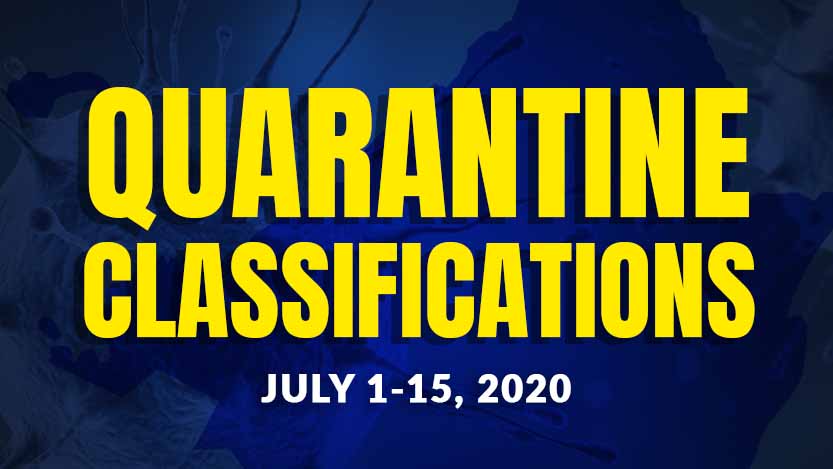 LIST: Summary of Quarantine Classifications in the Philippines for July 1-15, 2020