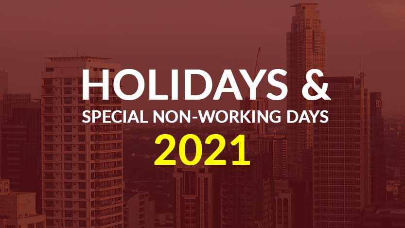 LIST: Regular Holidays and Special Non-working Days for 2021